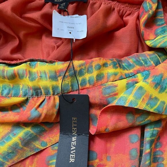 NWT Ellen Weaver multi marble color orange,yellow & green.Maxi dress SZ2X - Picture 10 of 11
